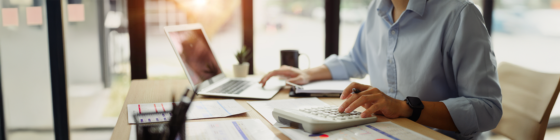 Business owners reviewing finances