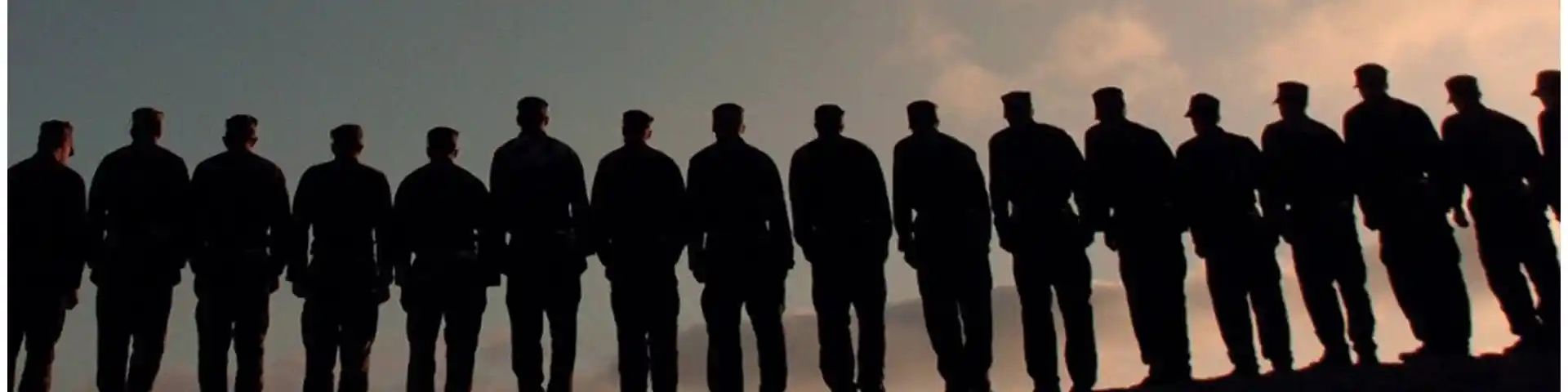 row of soldiers silhouettes
