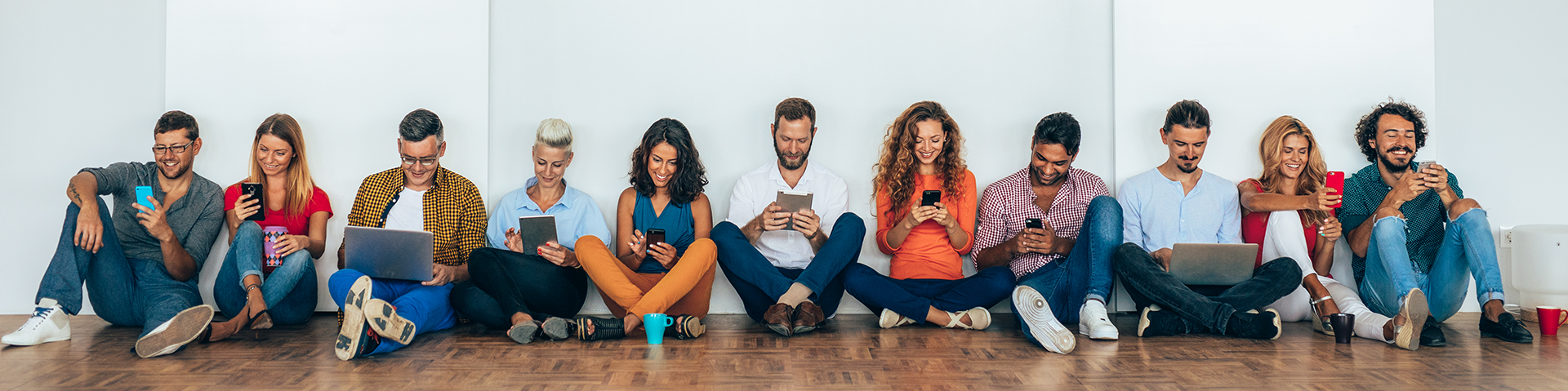 People using their phones