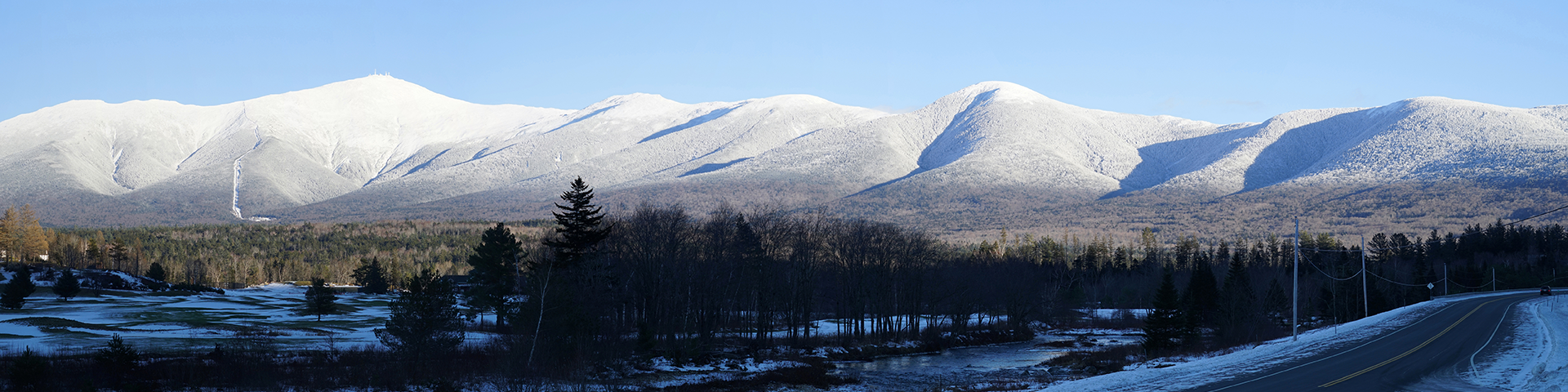 Snowy mountain road